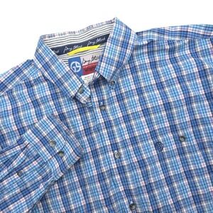 Wrangler George Strait Cowboy Cut Collection Men's XXL Blue Plaid Shirt‎ Pockets